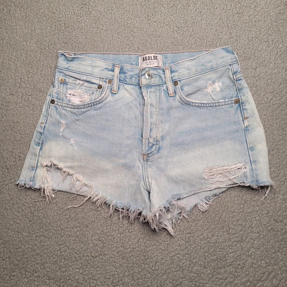 AGOLDE Shorts Womens 26 Parker Vintage Cutoff Distressed High Rise Blue Denim
